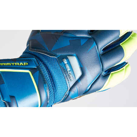 Torwarthandschuhe F500 geriffelt mit Umknickschutz Erwachsene blau/gelb