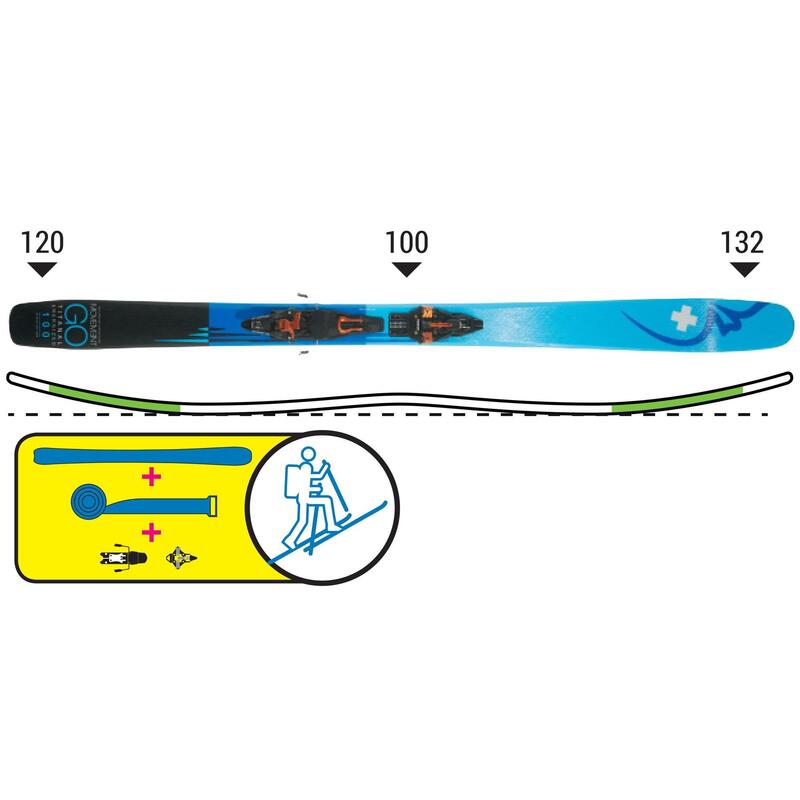 Lyže na freeride/skialpinismus GO 100 TI + KING PIN DEMO 13 + pásy