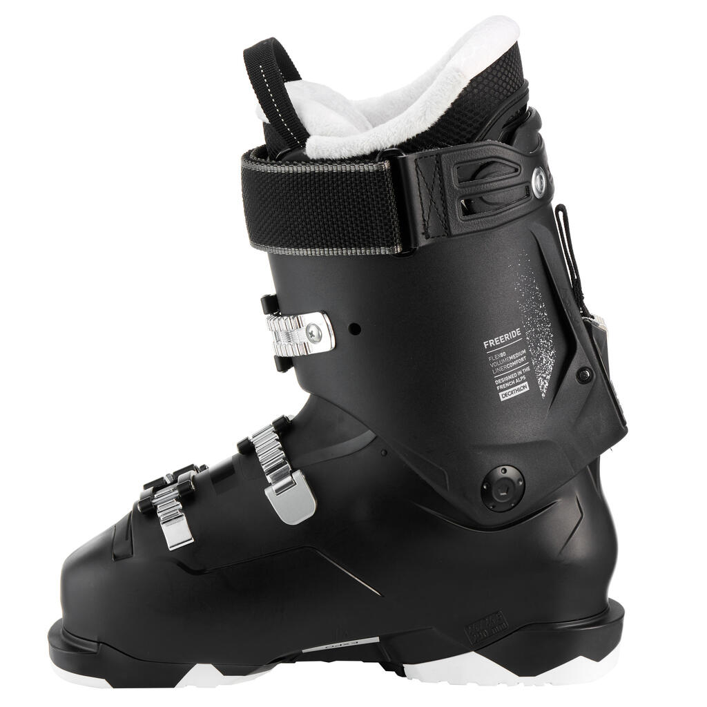 Women's Alpine Freeride Free Tour Ski Boots - Black