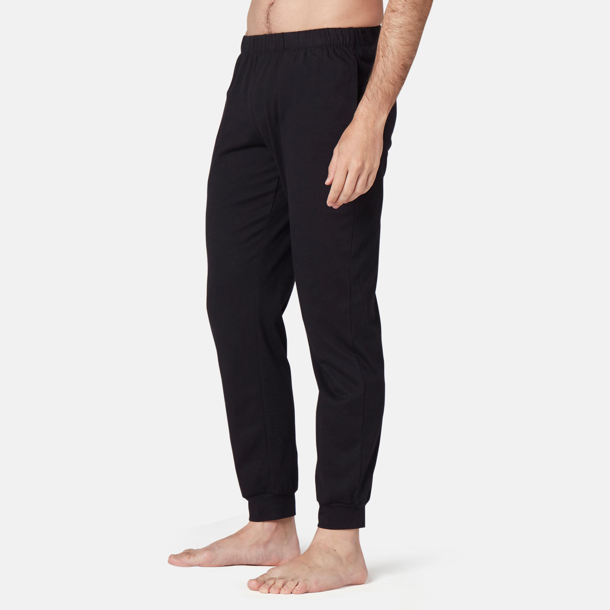 

Men's Gym Pants Slim Fit Jersey 120 - Black -  By NYAMBA | Decathlon