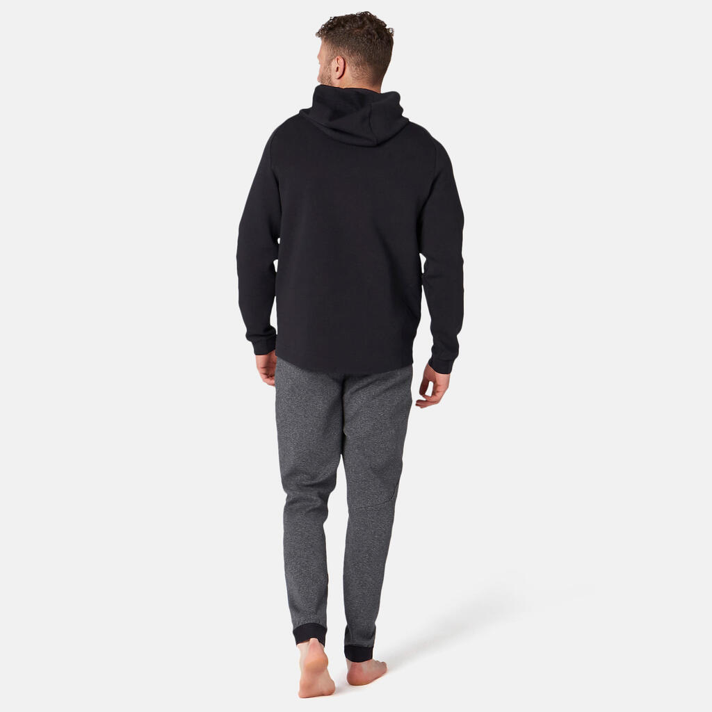 Men's Zip-Up Fitness Hoodie 500 - Black