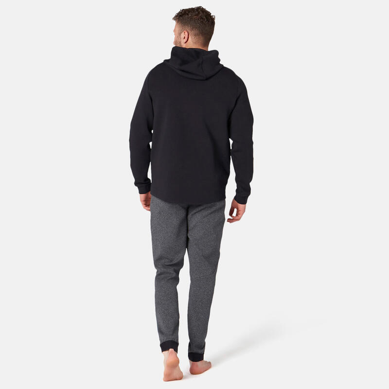 Sweat zippé à capuche fitness Homme - 500 Noir