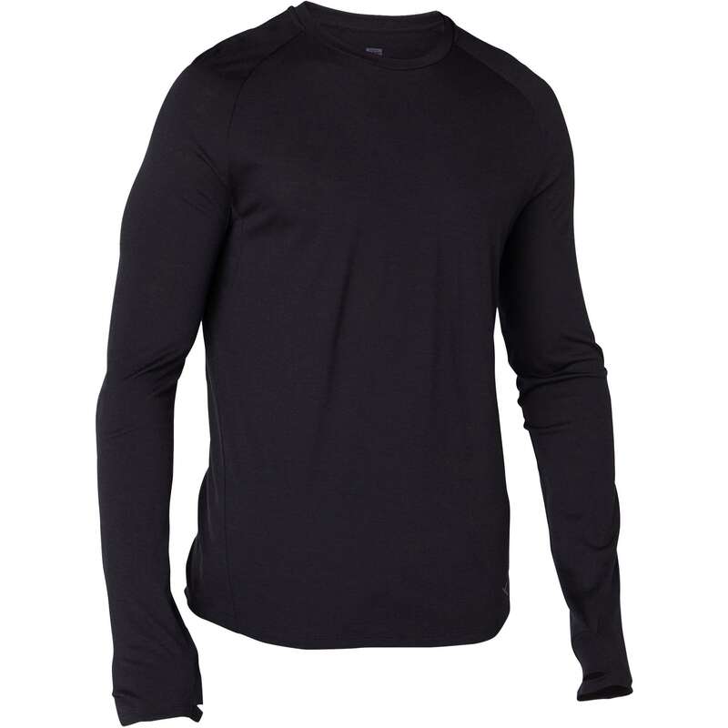 MAN GYM, PILATES APPAREL Clothing - LS Merino Gym T-Shirt - Black DOMYOS - Clothing