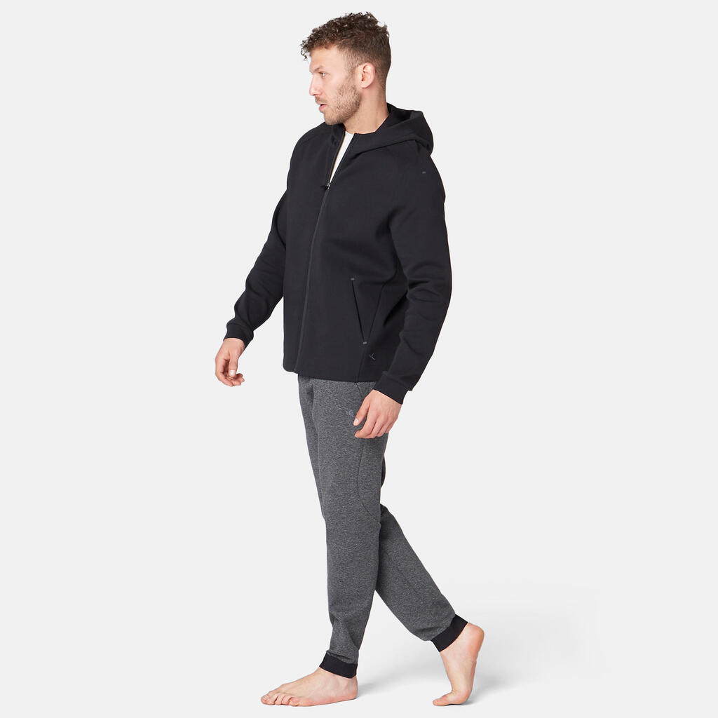 Men's Zip-Up Fitness Hoodie 500 - Black