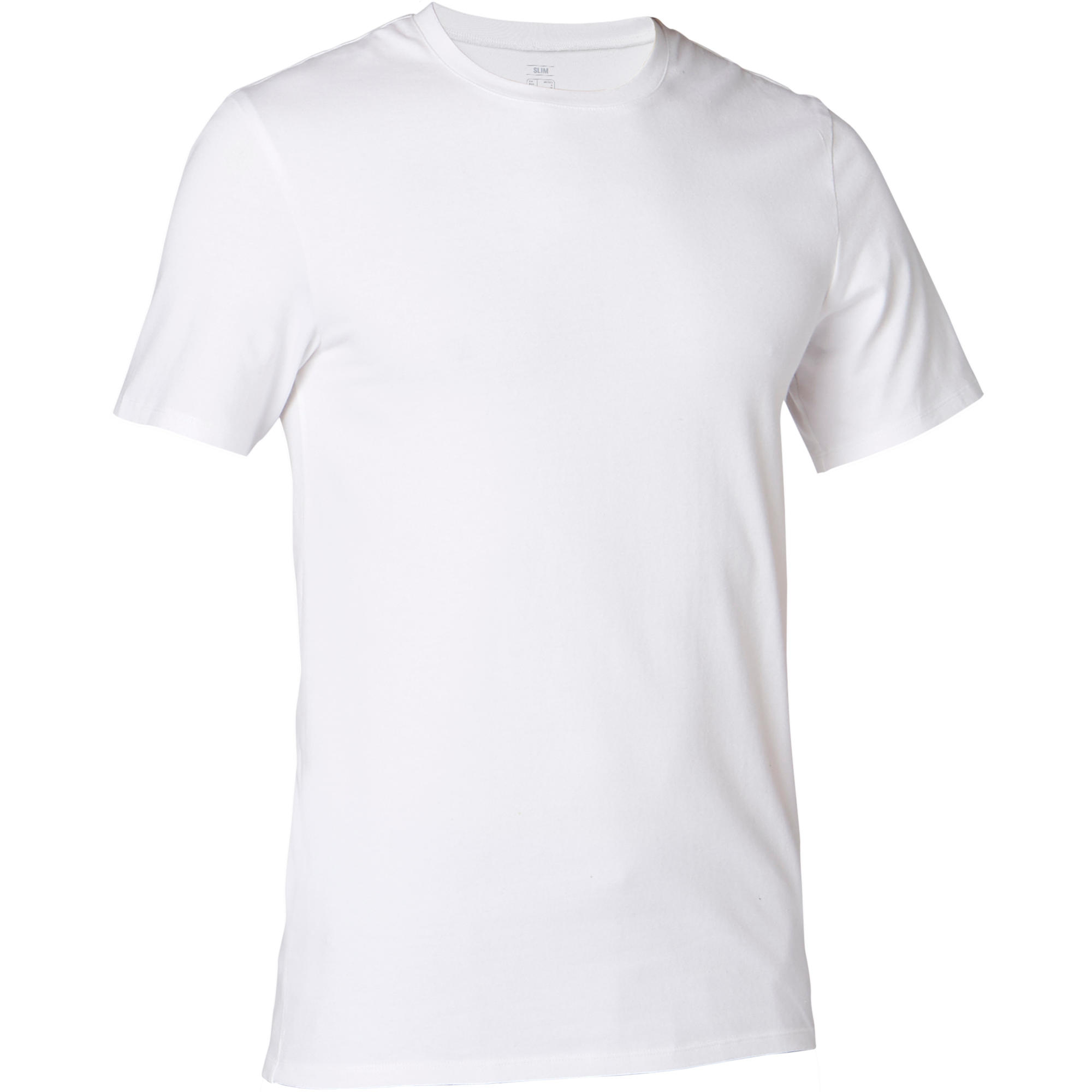 Domyos T Shirt Voor Pilateslichte Gym Heren 500 Slim Fit Wit domyos kopen in de aanbieding