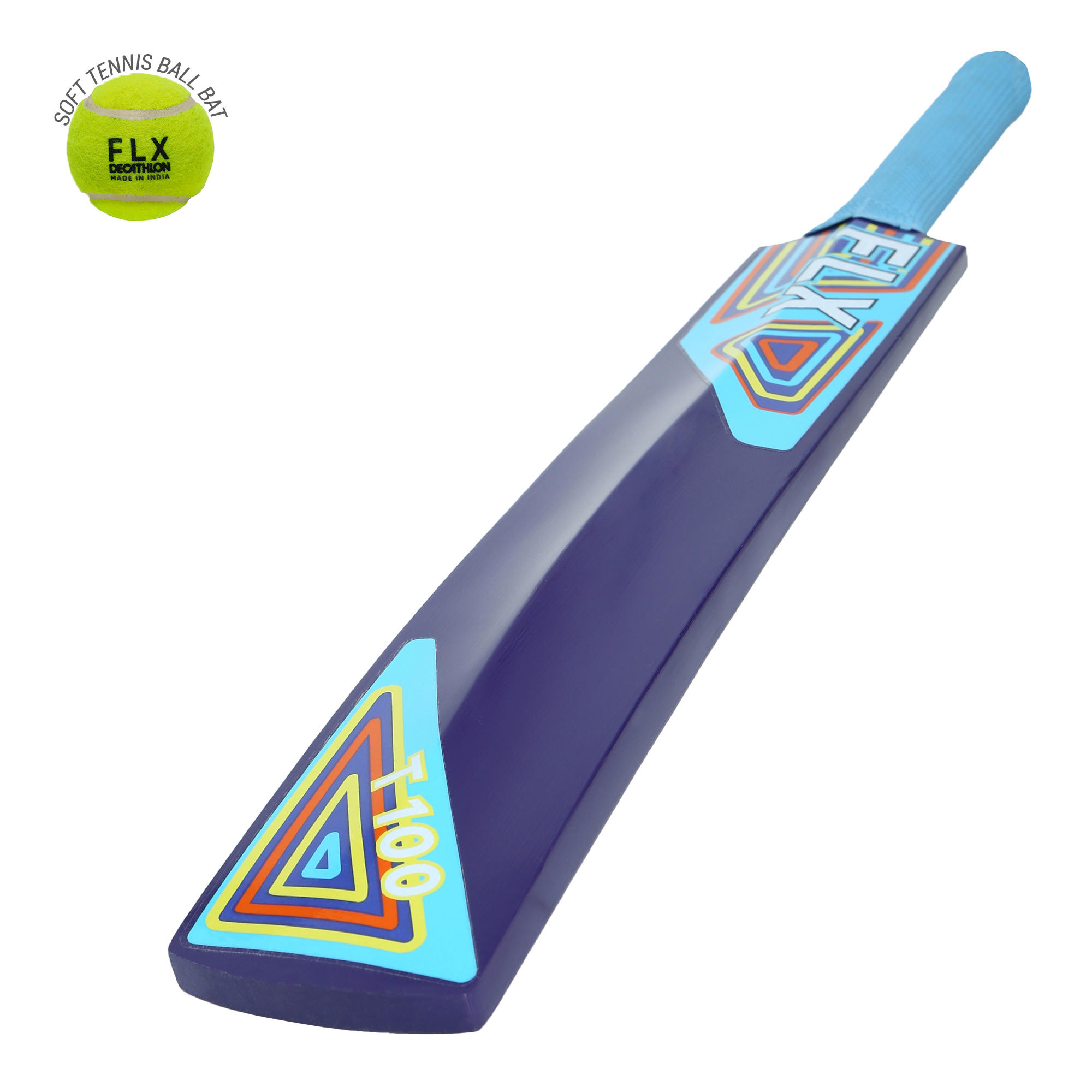 

T100 Juniors Beginner Cricket Bat, Blue