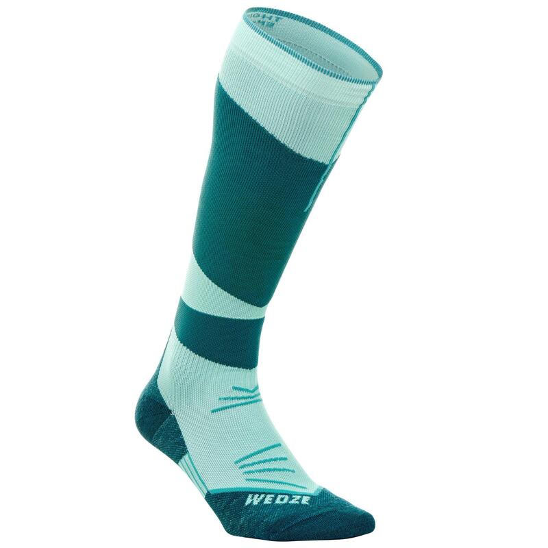 Adult Skiing Socks 500 - Blue Green