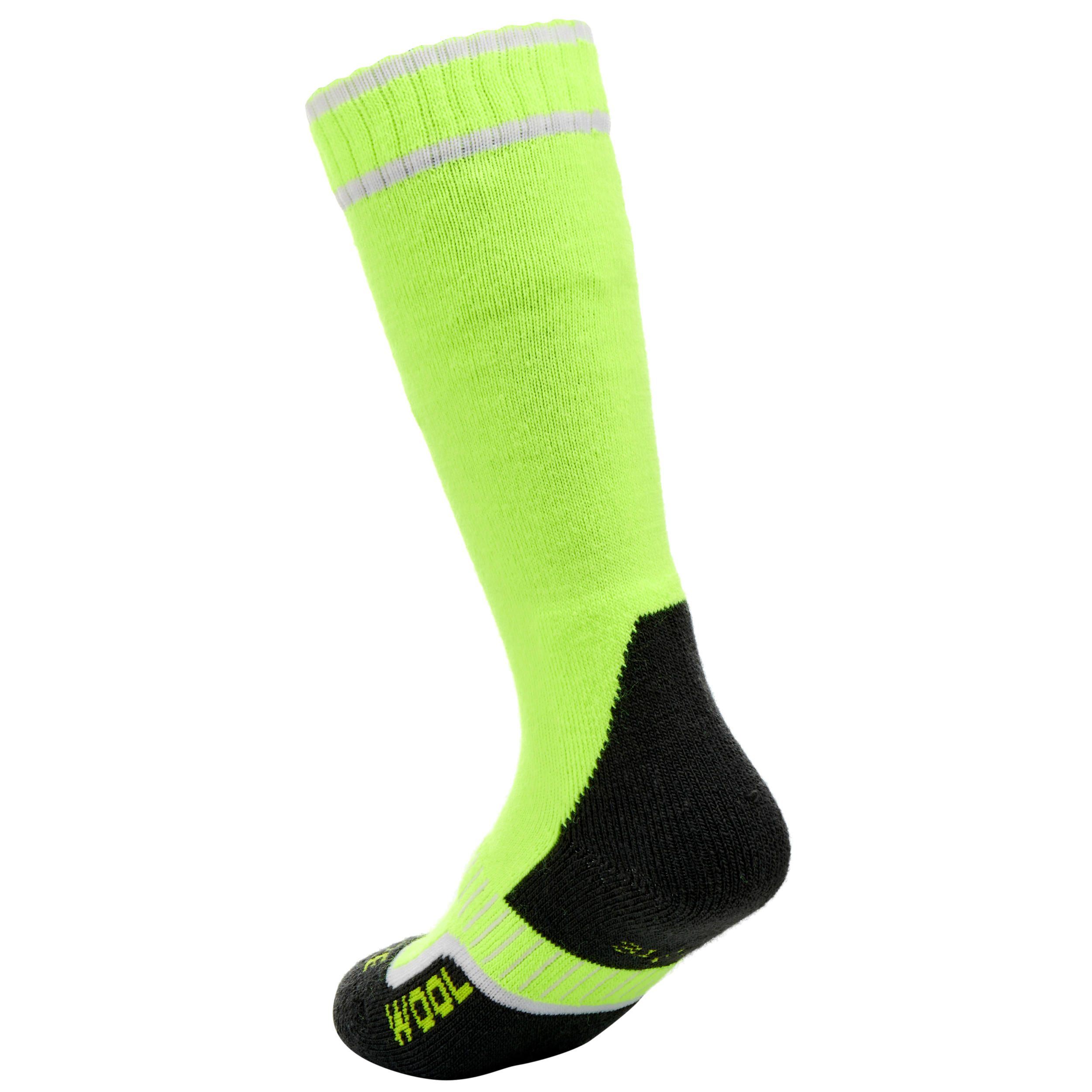 KIDS’ SKI SOCKS 100 NEON YELLOW 2/4