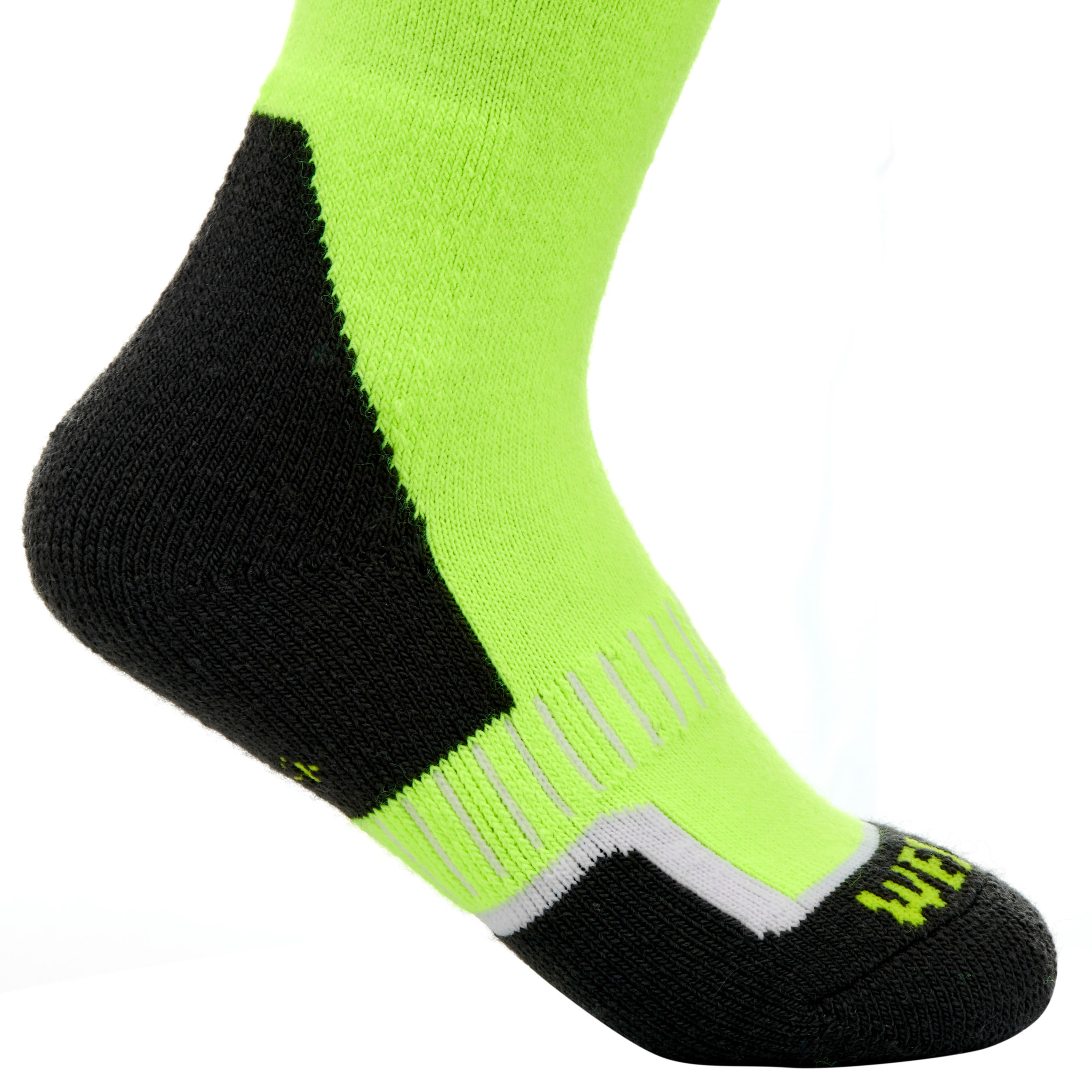 KIDS’ SKI SOCKS 100 NEON YELLOW 3/4