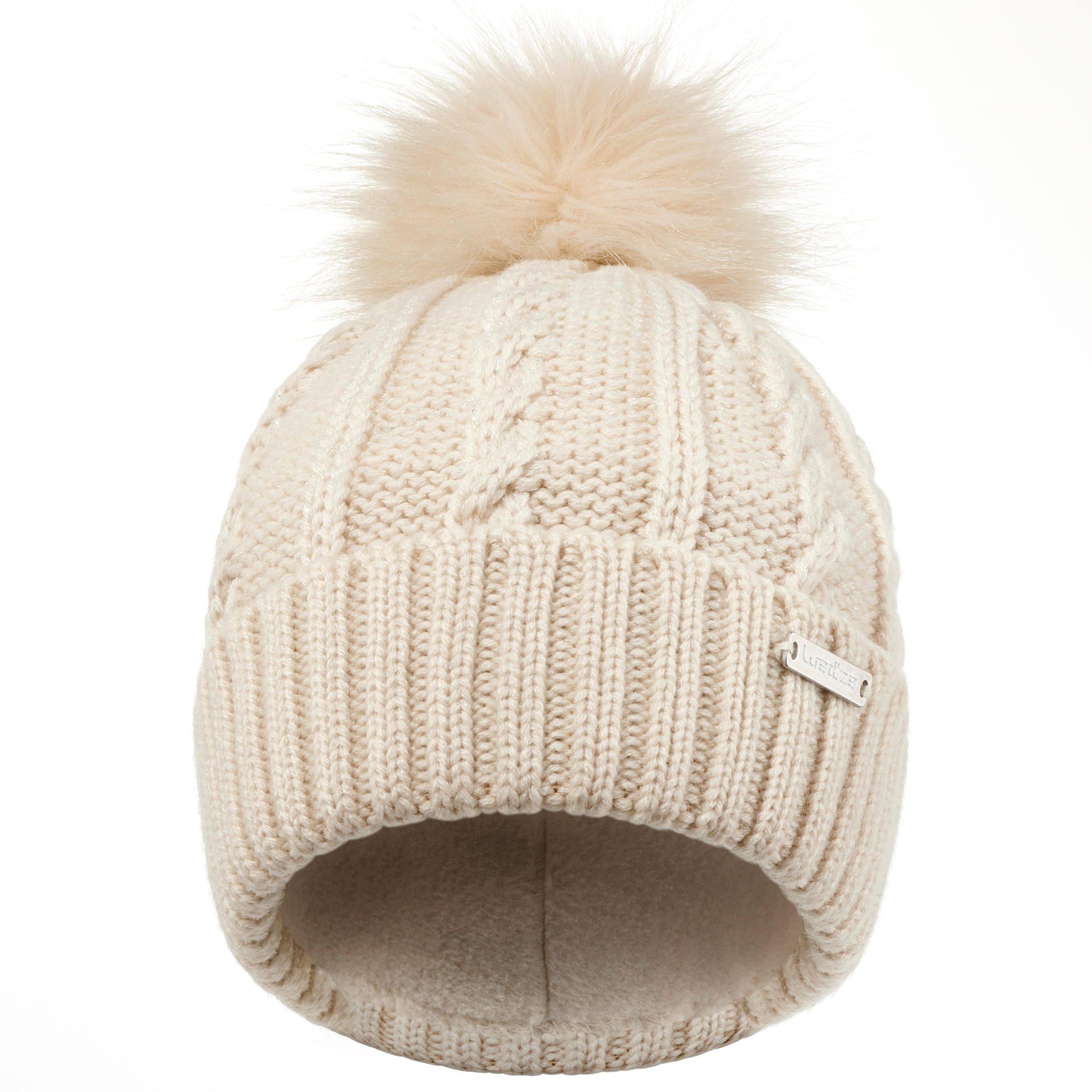 FUR CABLE KNIT SKIING HAT BEIGE 2/7