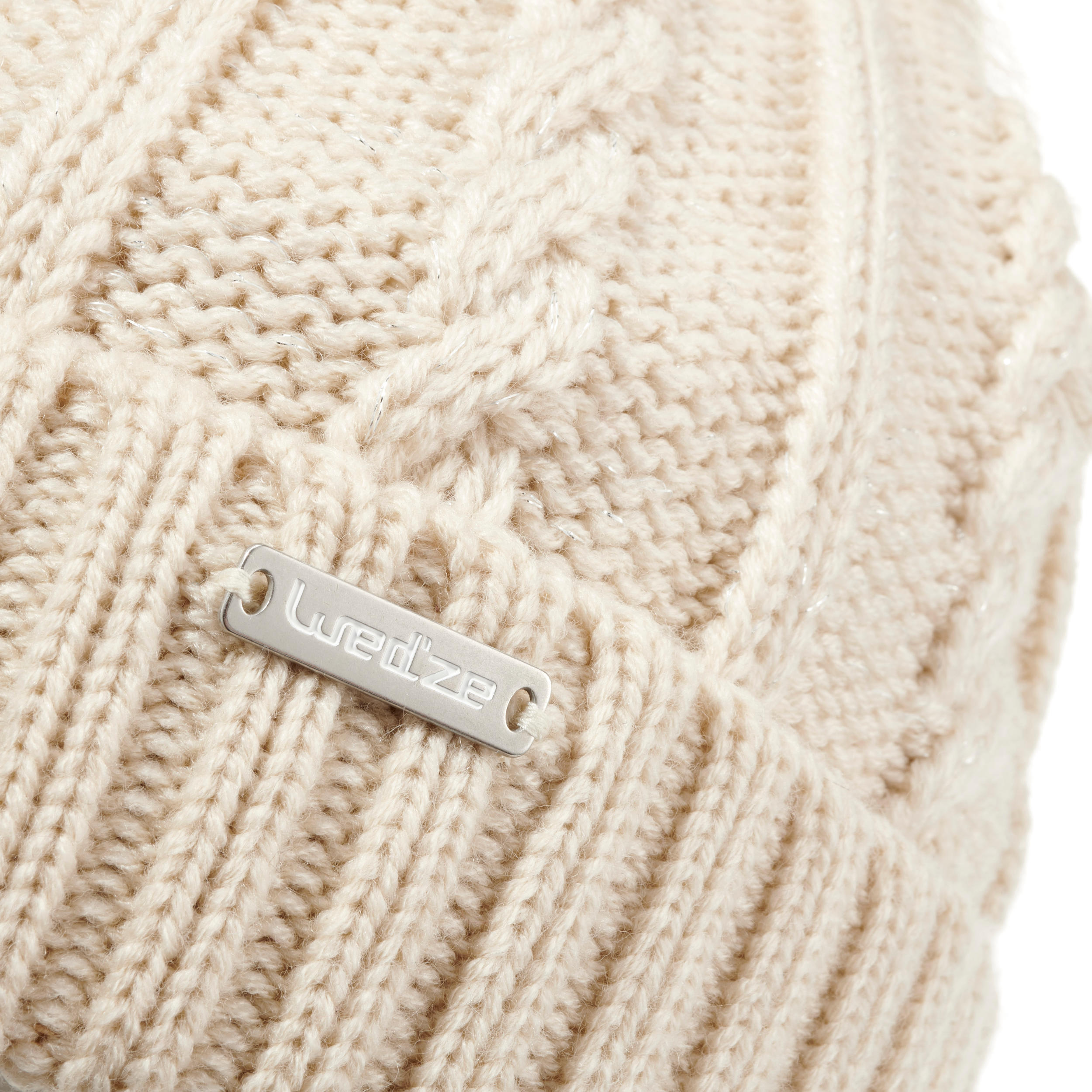 FUR CABLE KNIT SKIING HAT BEIGE 5/7