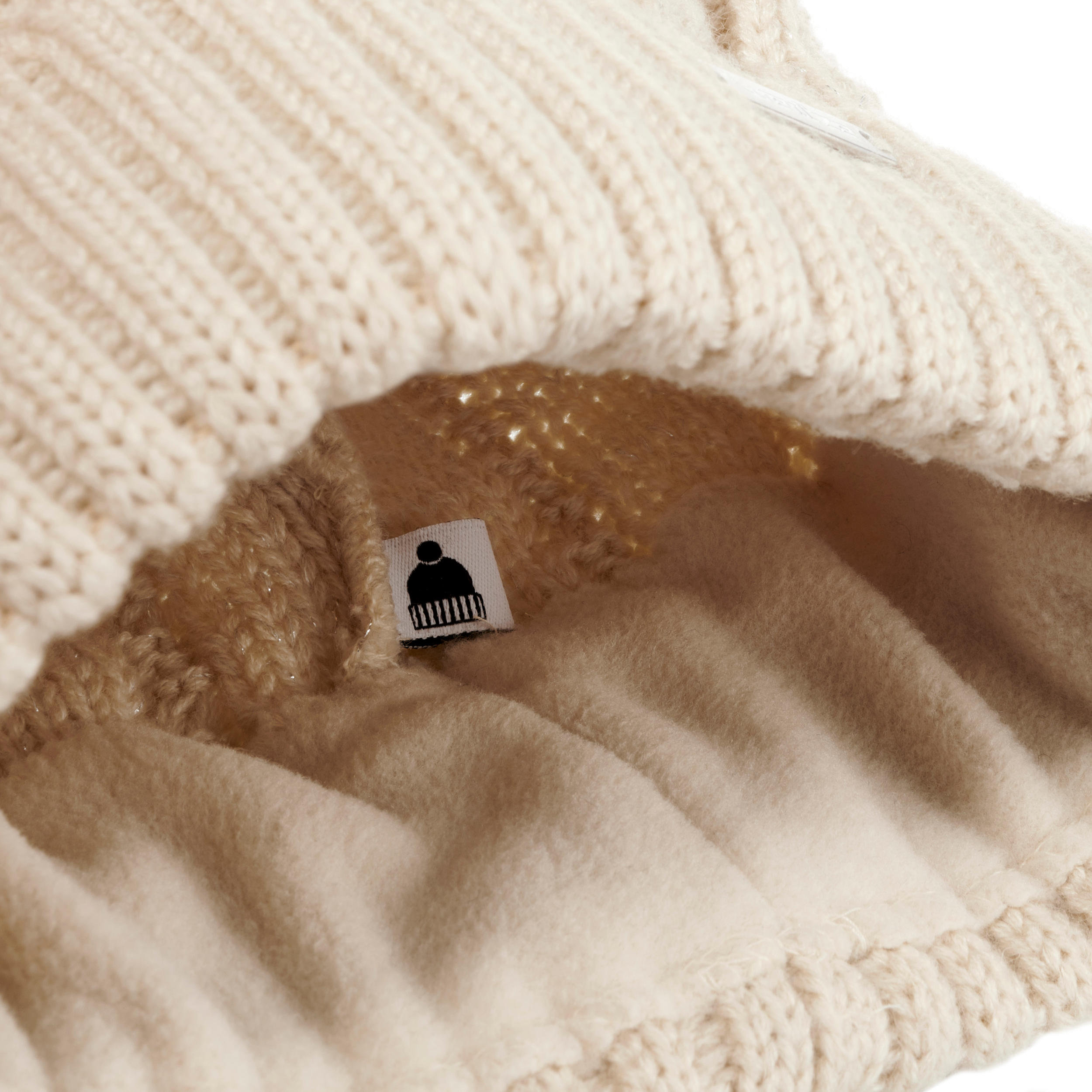 FUR CABLE KNIT SKIING HAT BEIGE 6/7