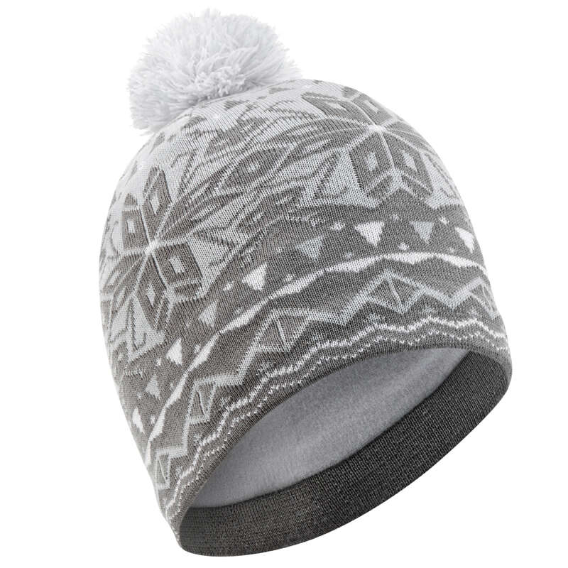 WEDZE Adult Jacquard Ski Hat Grey Decathlon