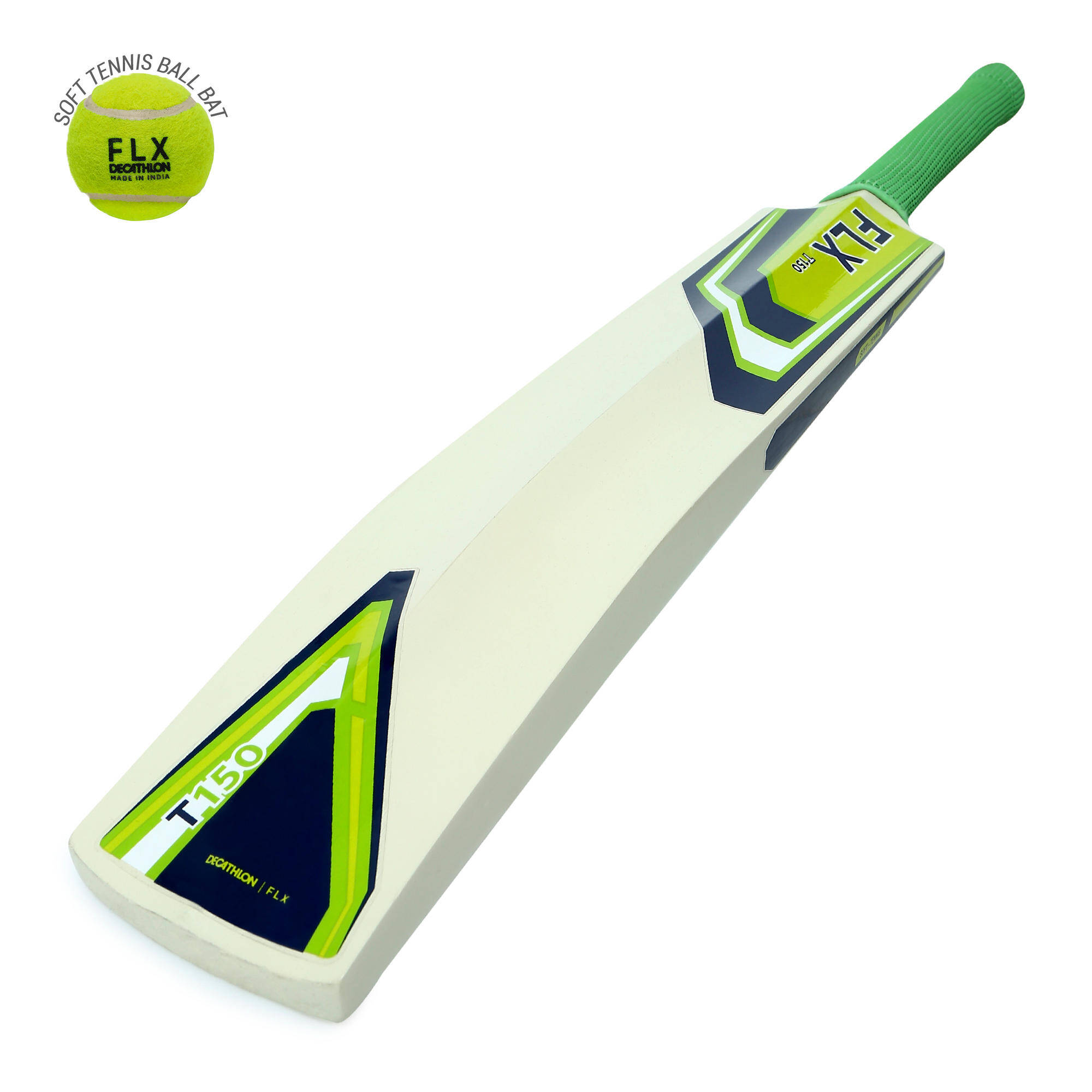 T150 SIZES 6, SH, CRICKET BAT LIME GREEN -  1