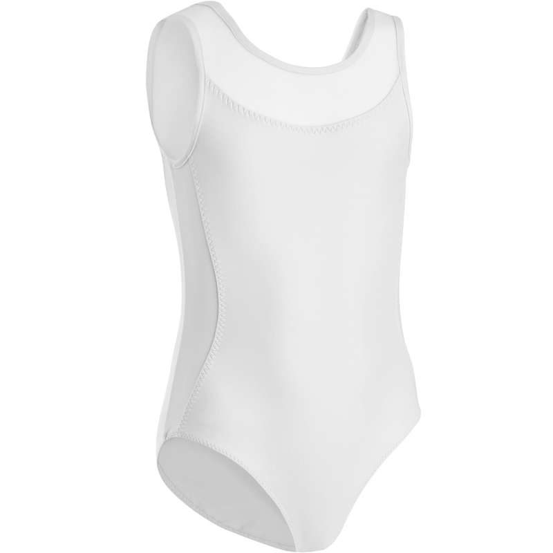 Maillot de Dança Clássica Bimatéria Menina Branco DOMYOS À venda na