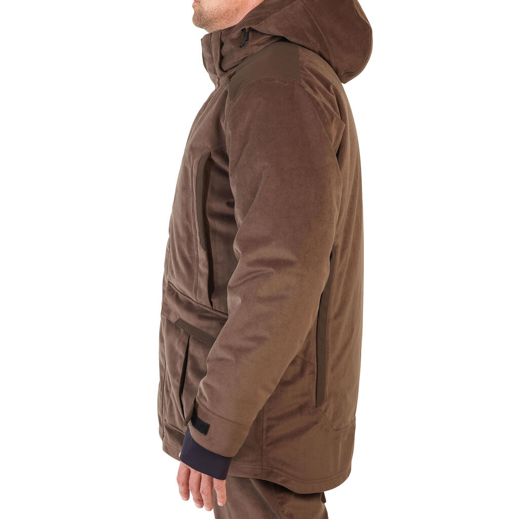 CHAQUETA DE CAZA HOMBRE BGP900 3 EN 1 IMPERMEABLE CAFÉ