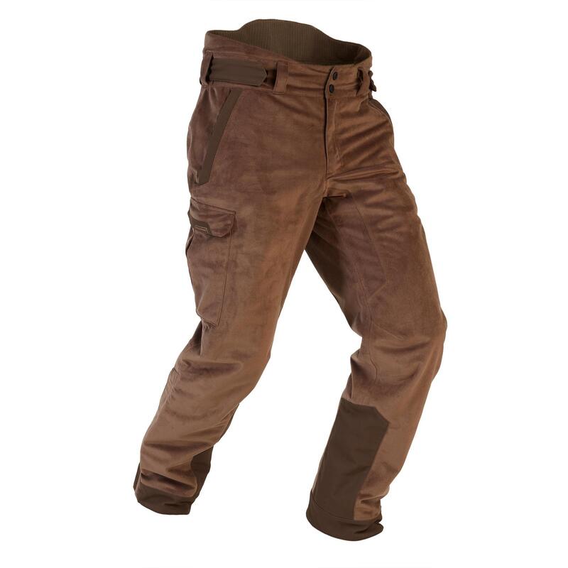 Pantalon Caza Solognac 900 Hombre Impermeable Calido Marron