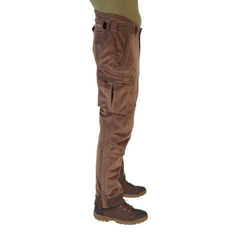 Pantalon Caza Solognac 900 Hombre Impermeable Calido Marron