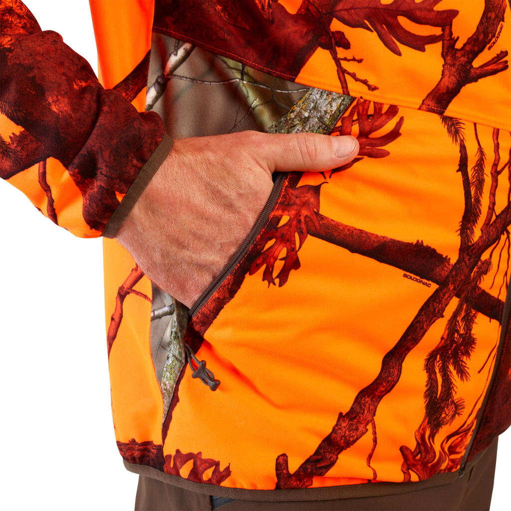 VESTE CHASSE IMPERMÉABLE SILENCIEUSE LIGHT CAMO FLUO 500