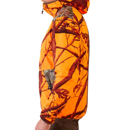 VESTE CHASSE IMPERMÉABLE SILENCIEUSE LIGHT CAMO FLUO 500