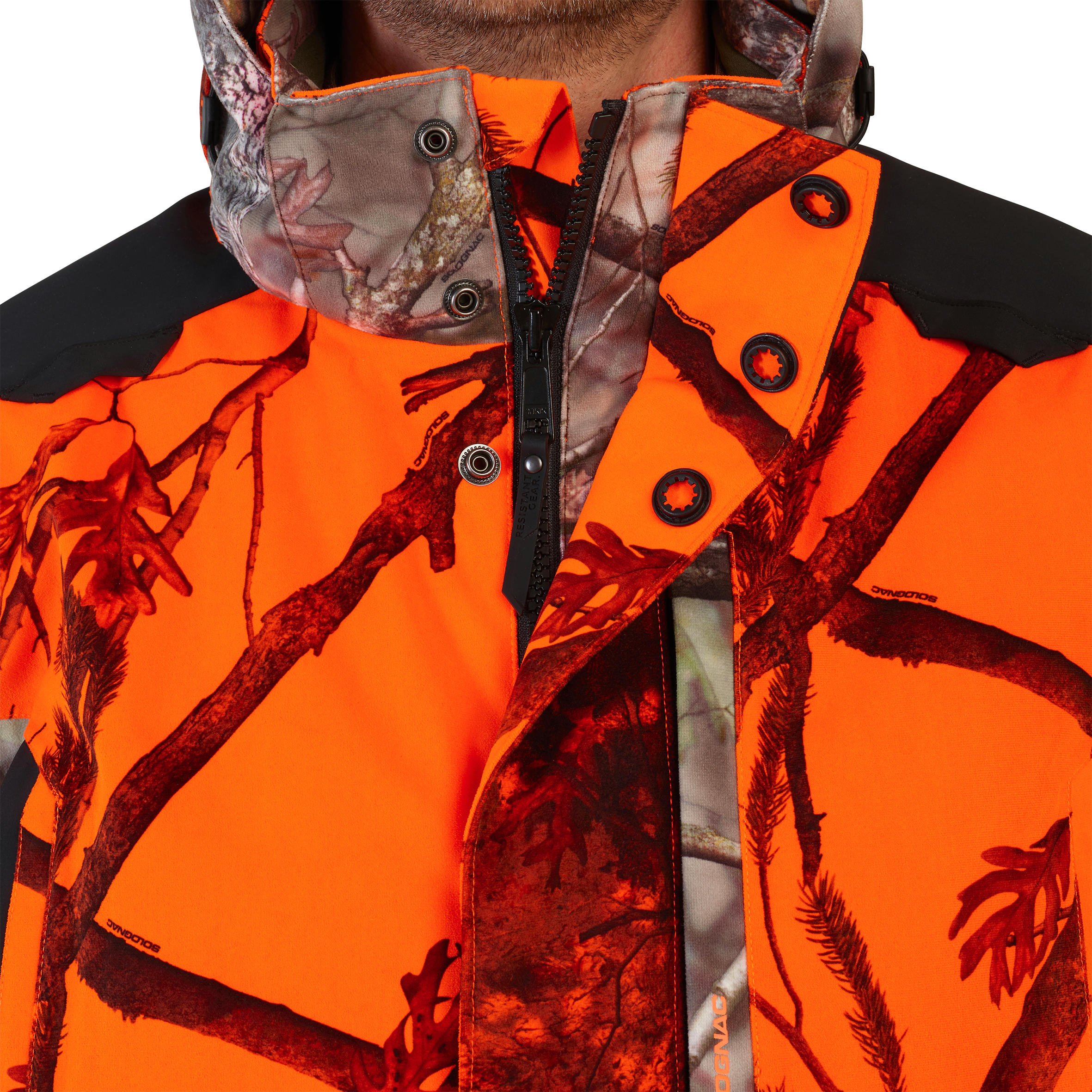 Kurtka myśliwska zimowa SOLOGNAC  3w1 wodoodporna 900 camo fluo 9/32