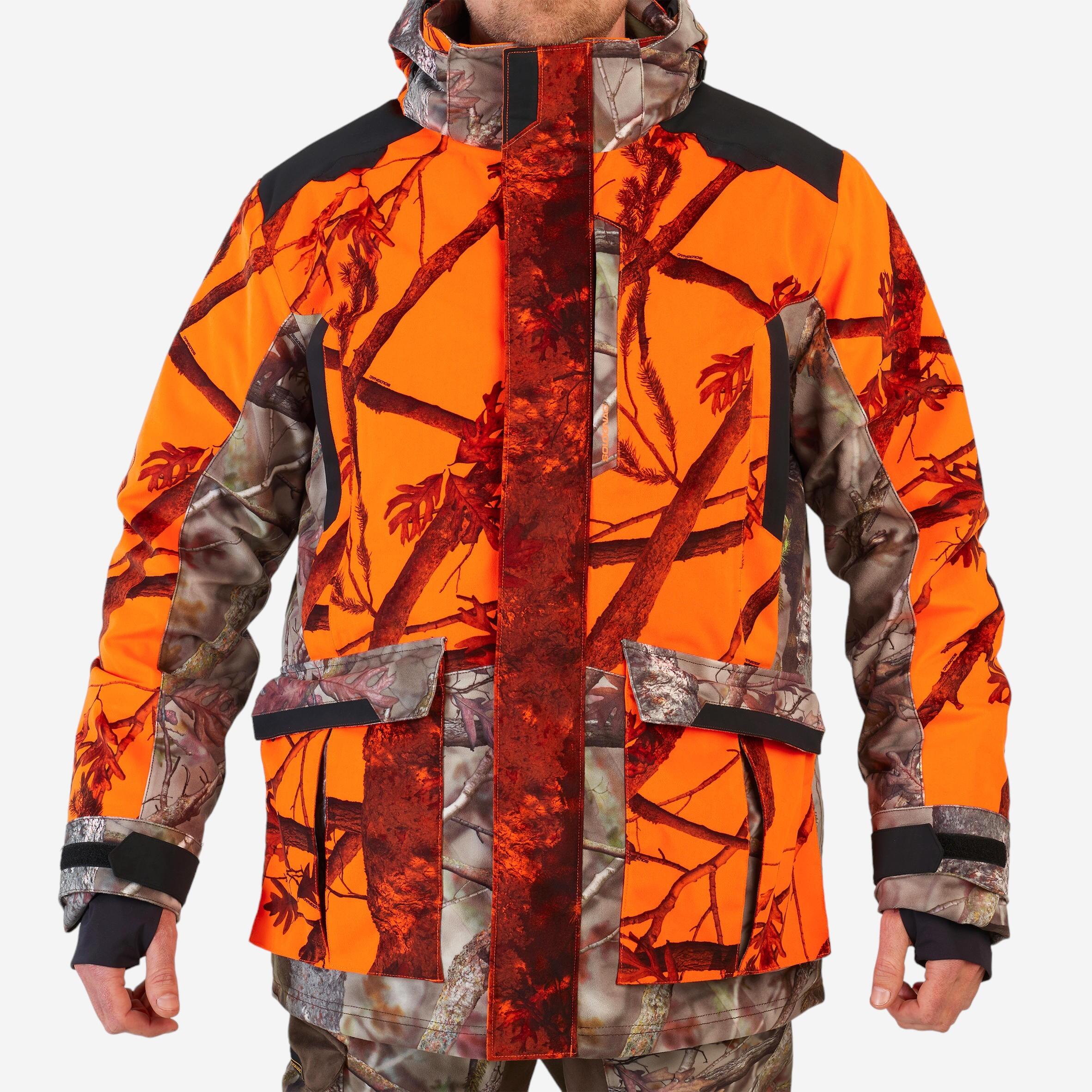 VESTE CHASSE POSTE IMPERMÉABLE CHAUDE 3 EN 1 CAMO FLUO 900 VESTE CHASSE POSTE IMPERMÉABLE CHAUDE 3 EN 1 CAMO FLUO 900