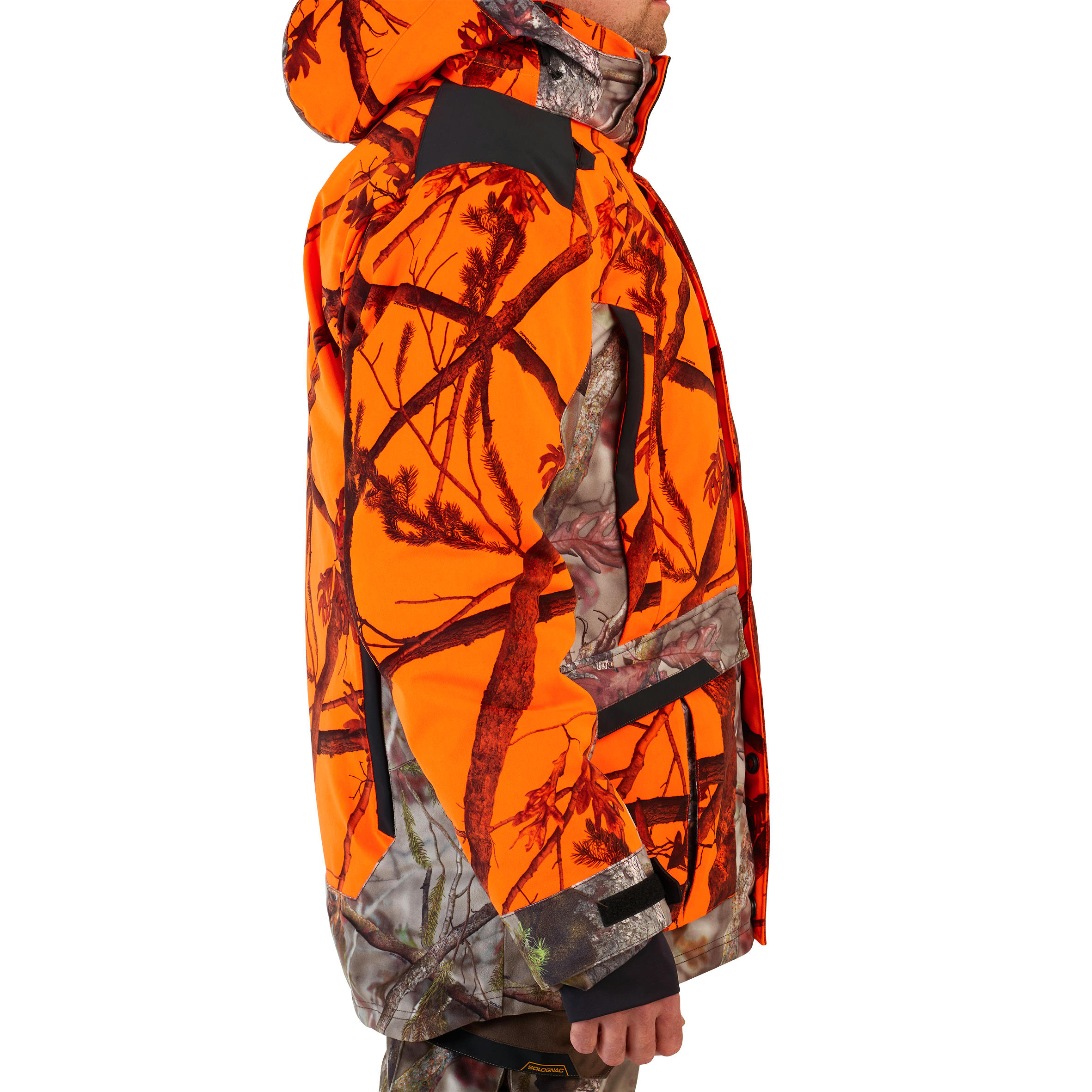Kurtka myśliwska zimowa SOLOGNAC  3w1 wodoodporna 900 camo fluo 3/32