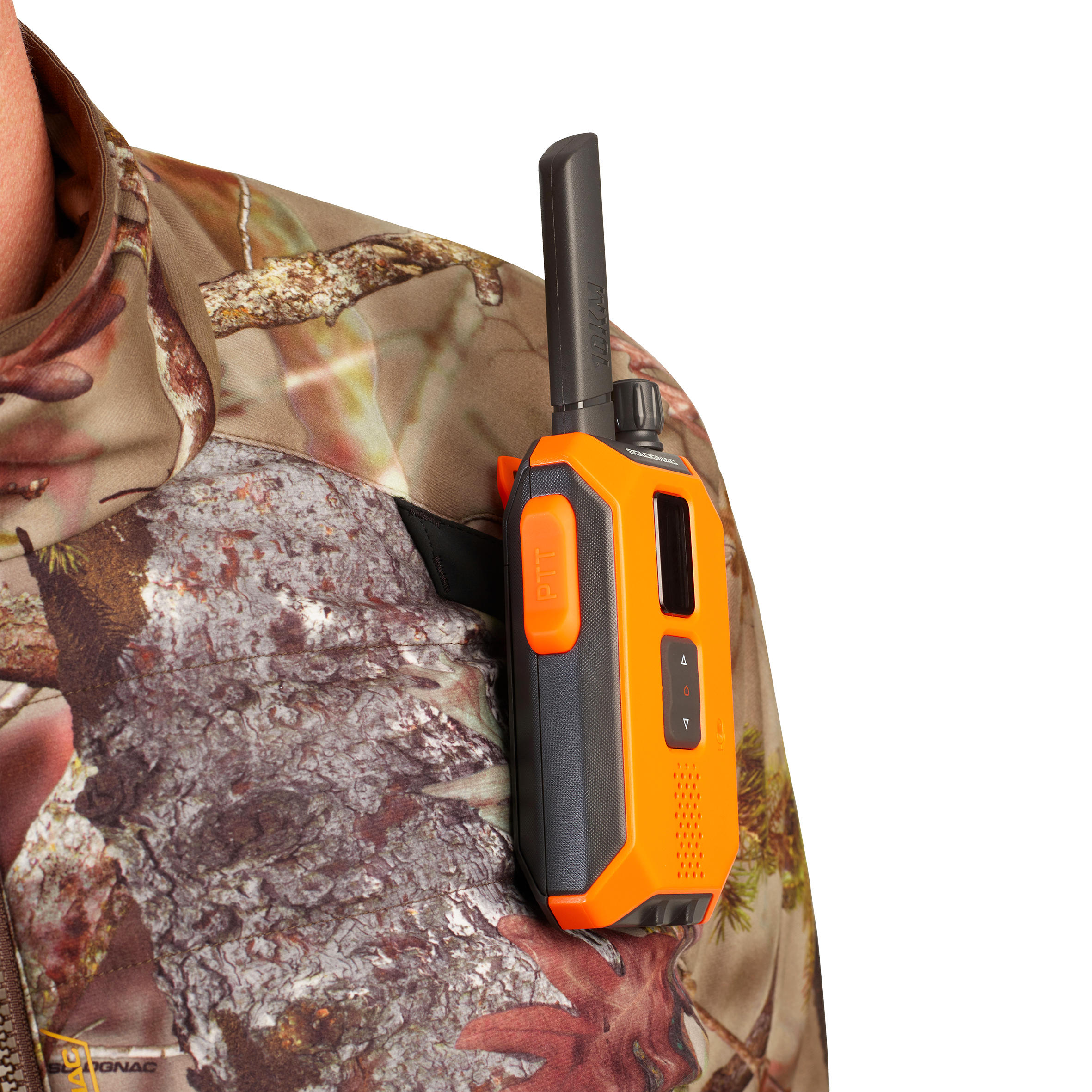 Kurtka myśliwska zimowa SOLOGNAC  3w1 wodoodporna 900 camo fluo 26/32