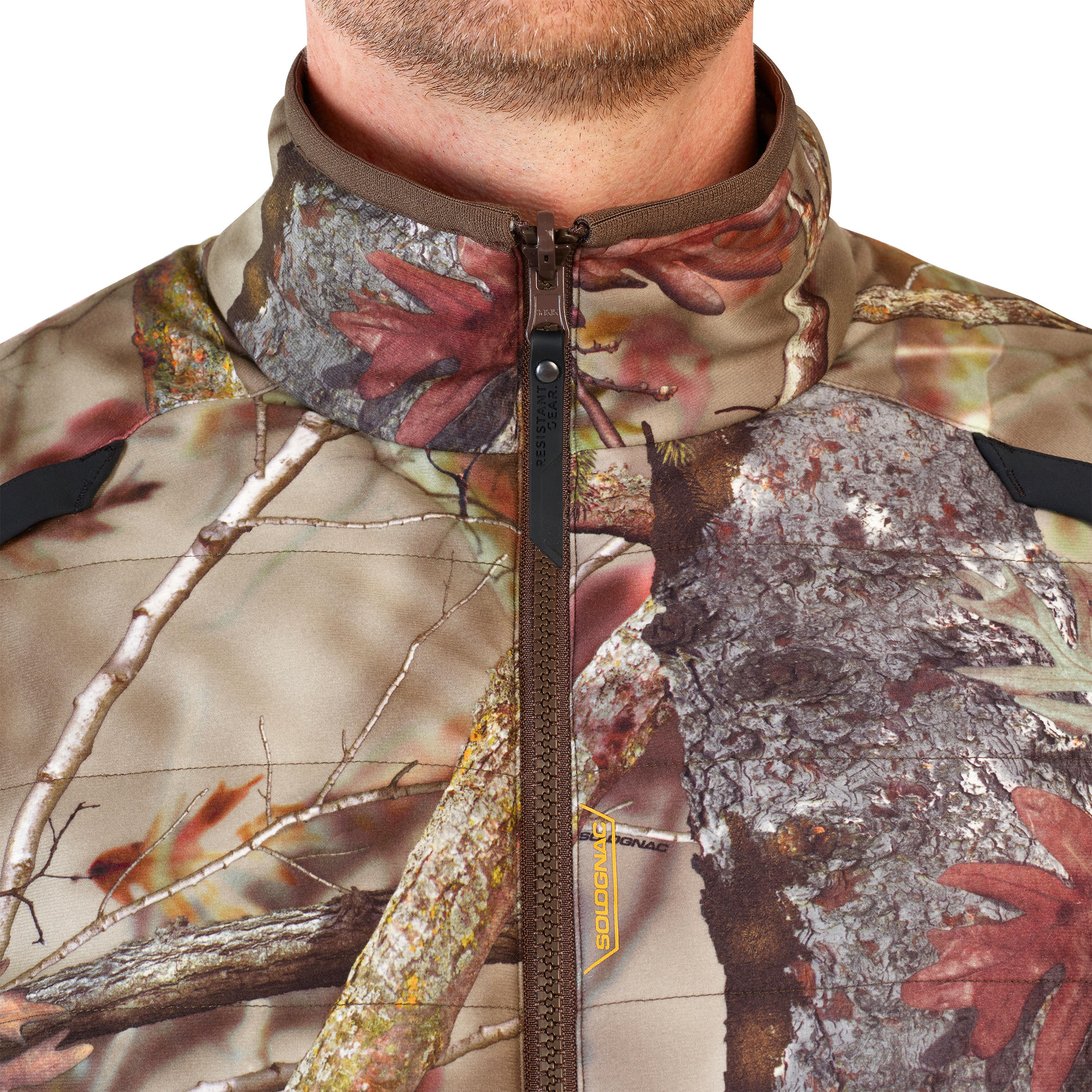 Kurtka myśliwska zimowa SOLOGNAC  3w1 wodoodporna 900 camo fluo 23/32