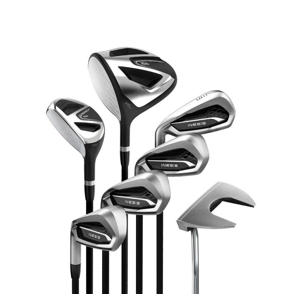 KIT DE GOLF 7 CLUBS ADULTE 100 GAUCHER TAILLE 1 GRAPHITE INESIS Decathlon