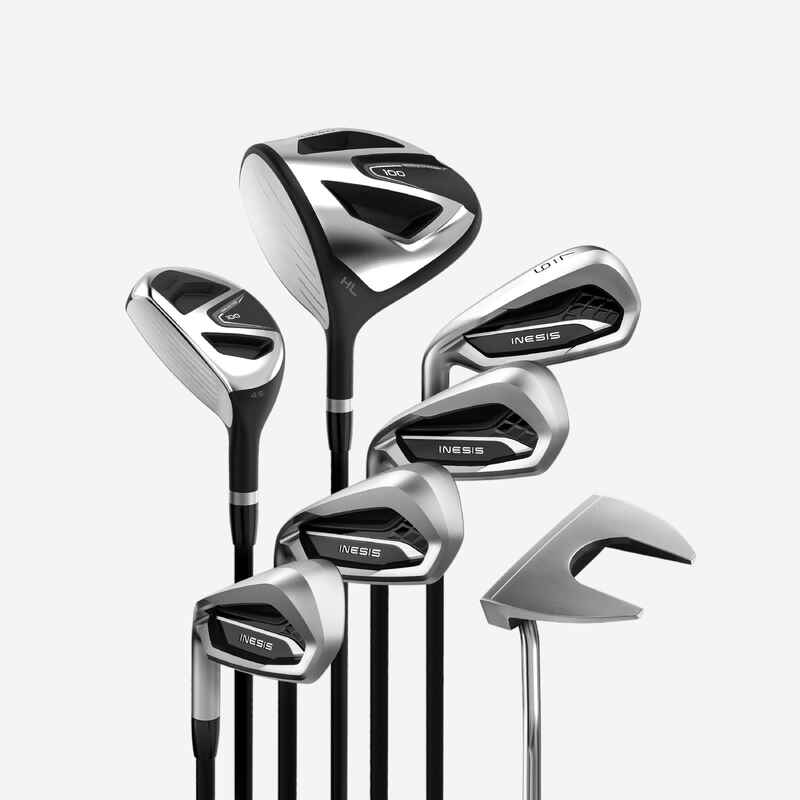 ADULT GOLF KIT 7 CLUBS LEFT HANDED GRAPHITE SIZE 2 - INESIS 100