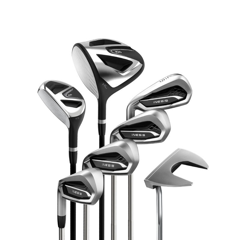 KIT DE GOLF 7 CLUBS ADULTE 100 GAUCHER TAILLE 2 ACIER