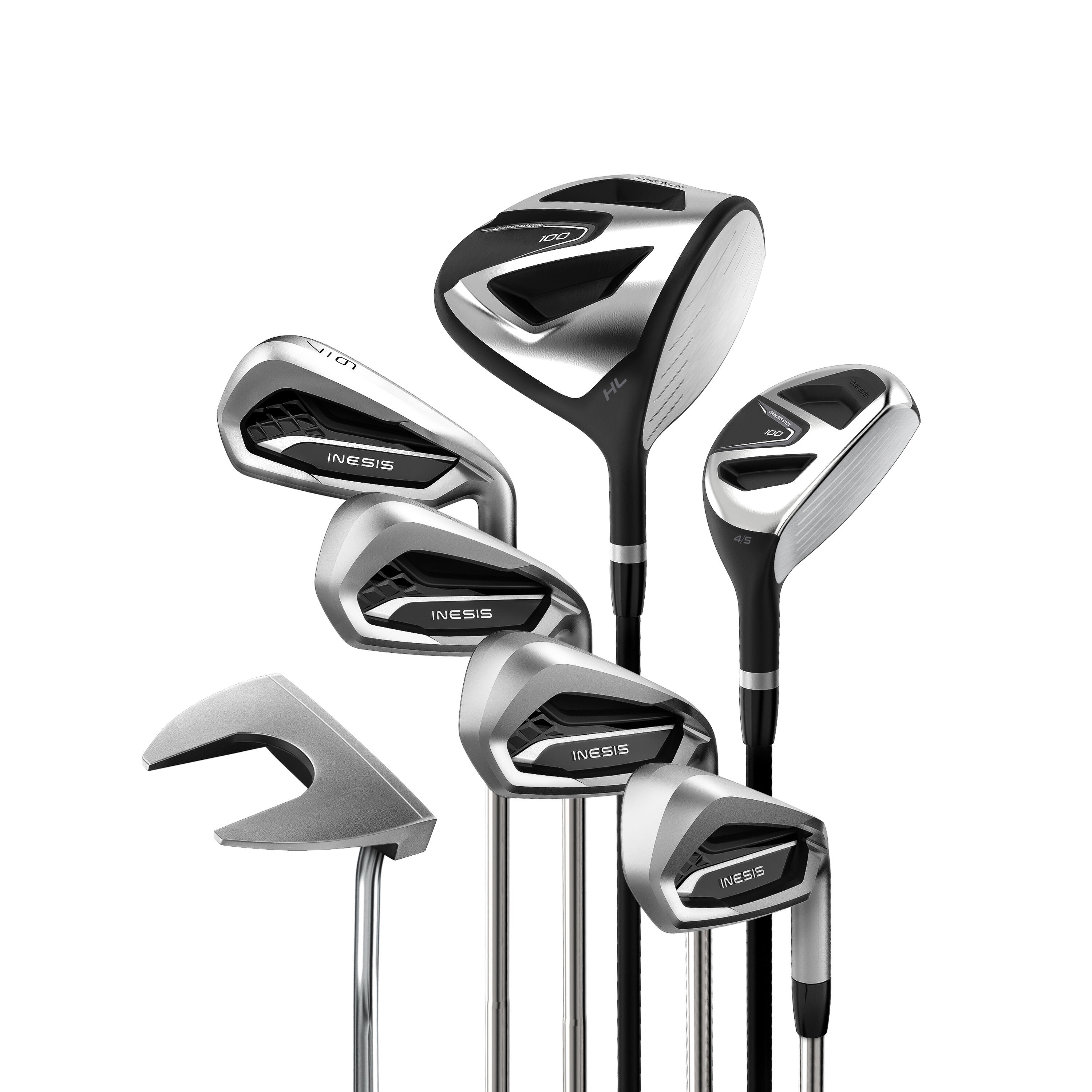 ADULT GOLF KIT 7 CLUBS RIGHT HANDED SIZE 2 STEEL - INESIS 100 2/11