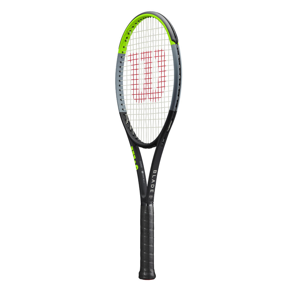 Adult Tennis Racket Blade 100L V7.0 - Black/Green UNSTRUNG