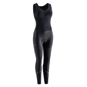 Culotte ciclismo largo con tirantes mujer cremallera rápida Racer negro