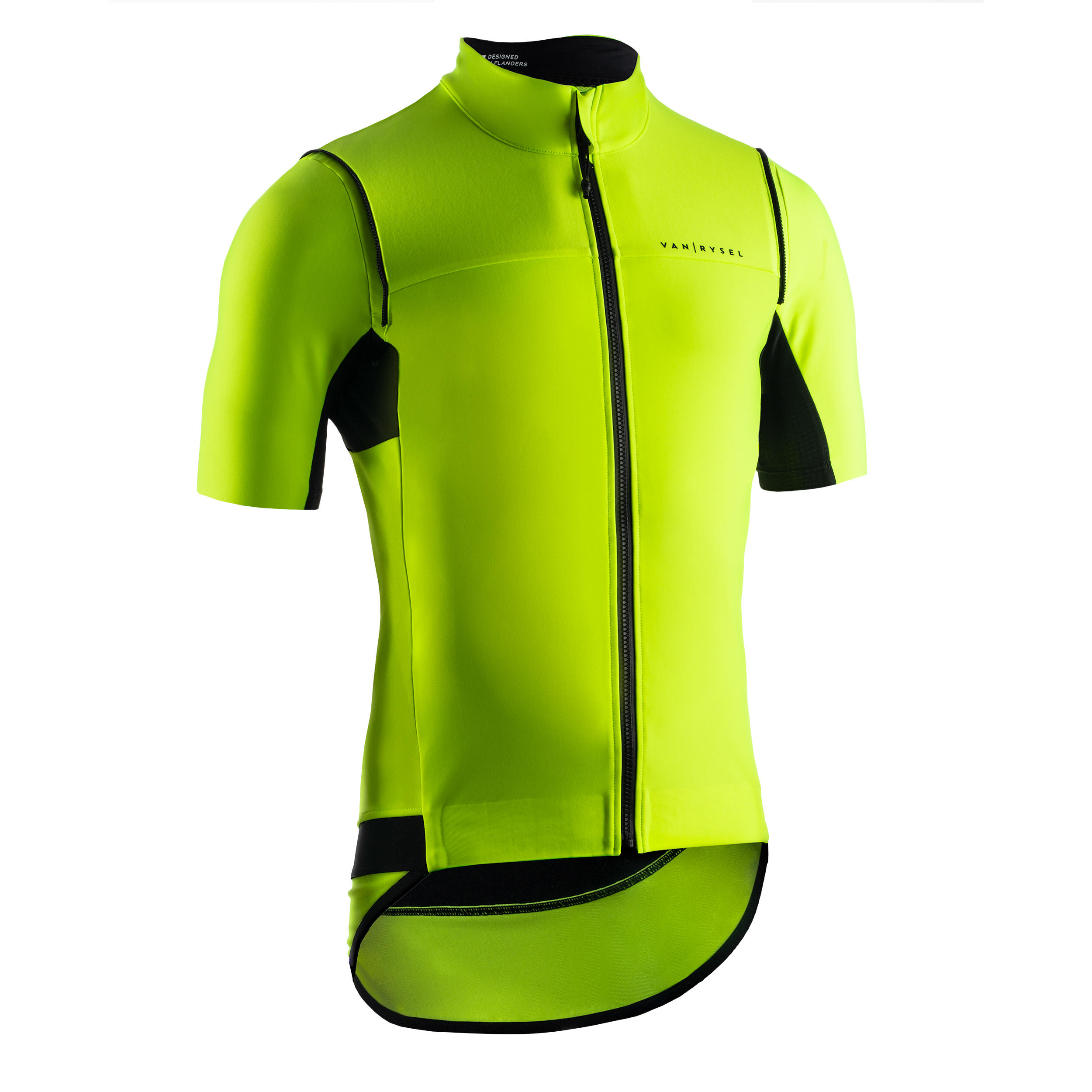 Men's Long-Sleeved Road Cycling Showerproof Convertible Jacket Racer - Yellow 2/11