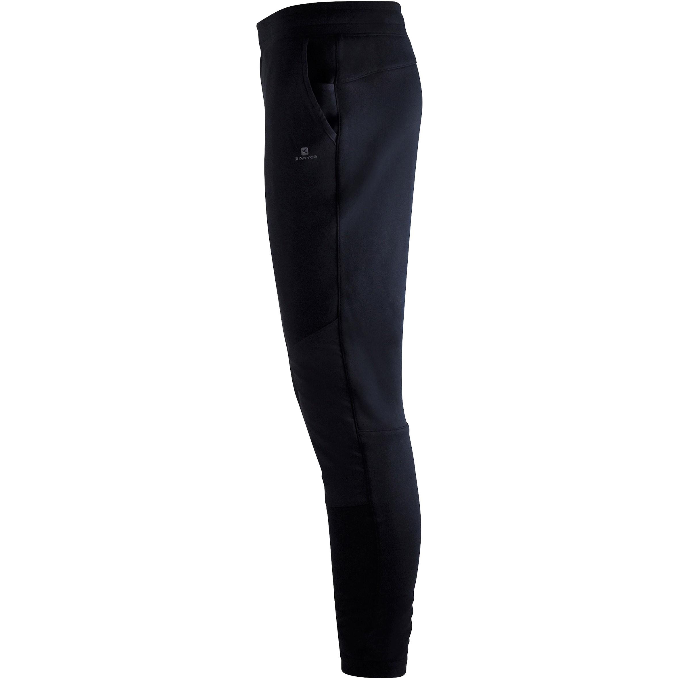 500 Boys' Gym Breathable Durable Warm Slim-Fit Cotton Bottoms - Black 4/7