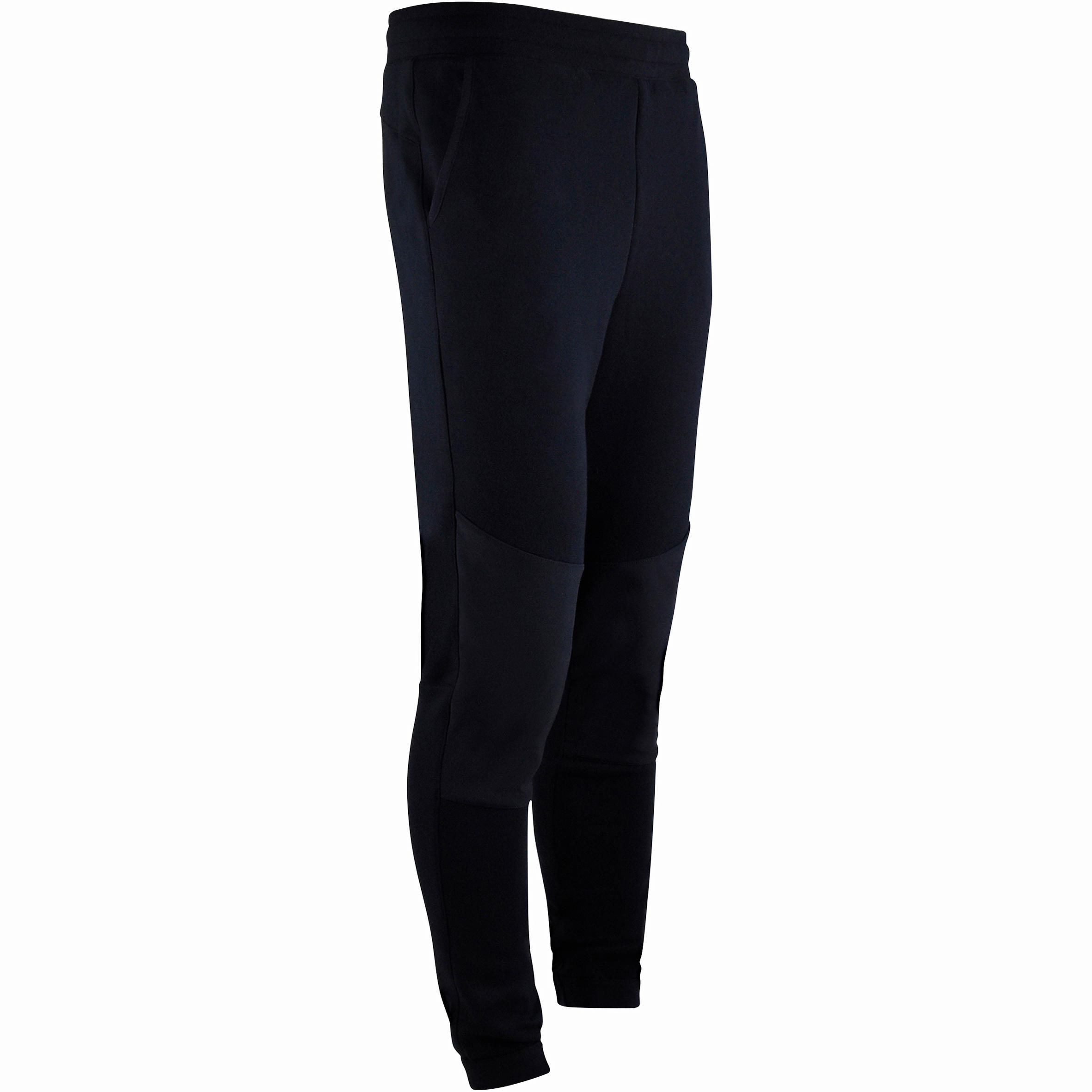 500 Boys' Gym Breathable Durable Warm Slim-Fit Cotton Bottoms - Black 1/7
