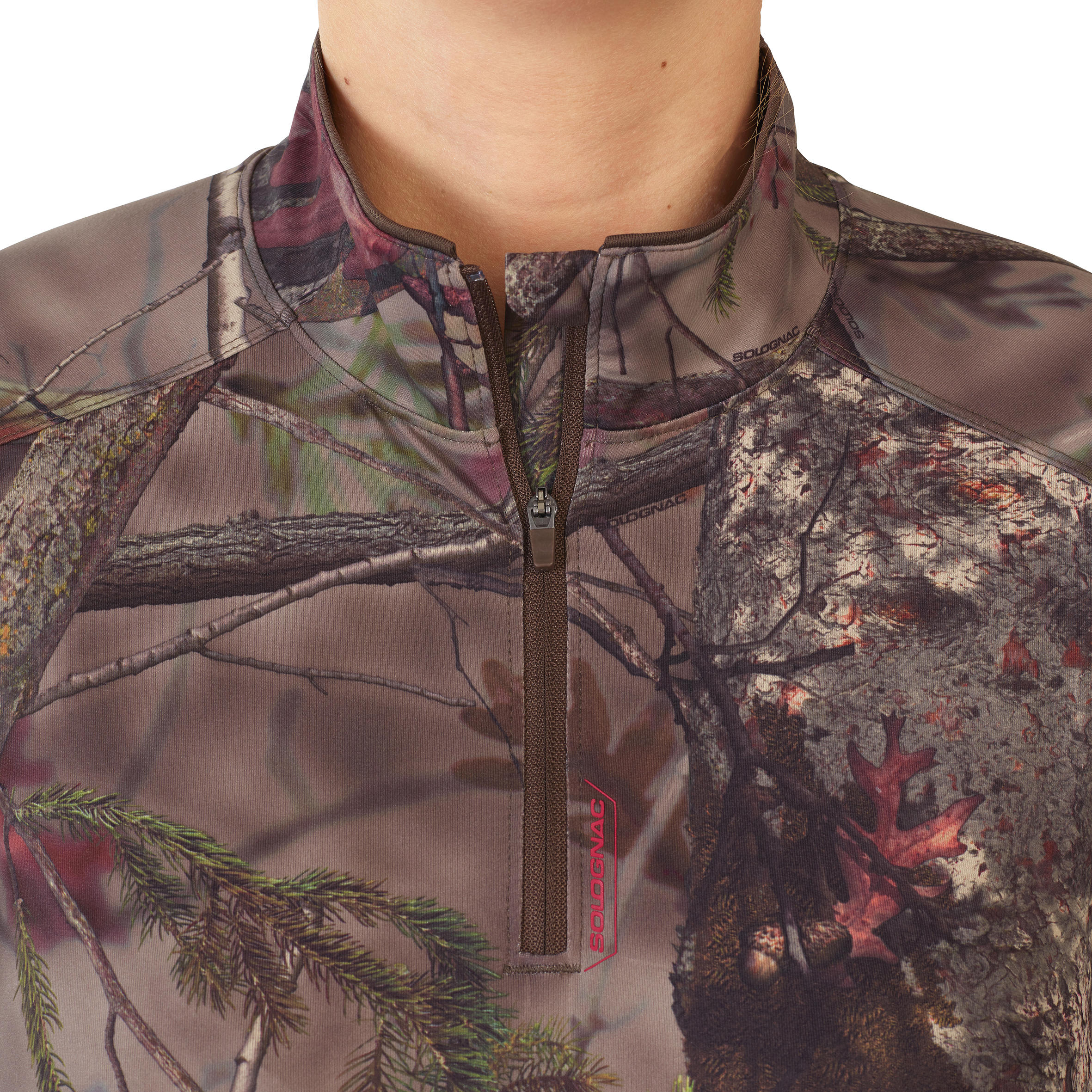 Camiseta Manga Larga Mujer Caza Solognac 500 Camuflaje Silenciosa Transpirable 5/6
