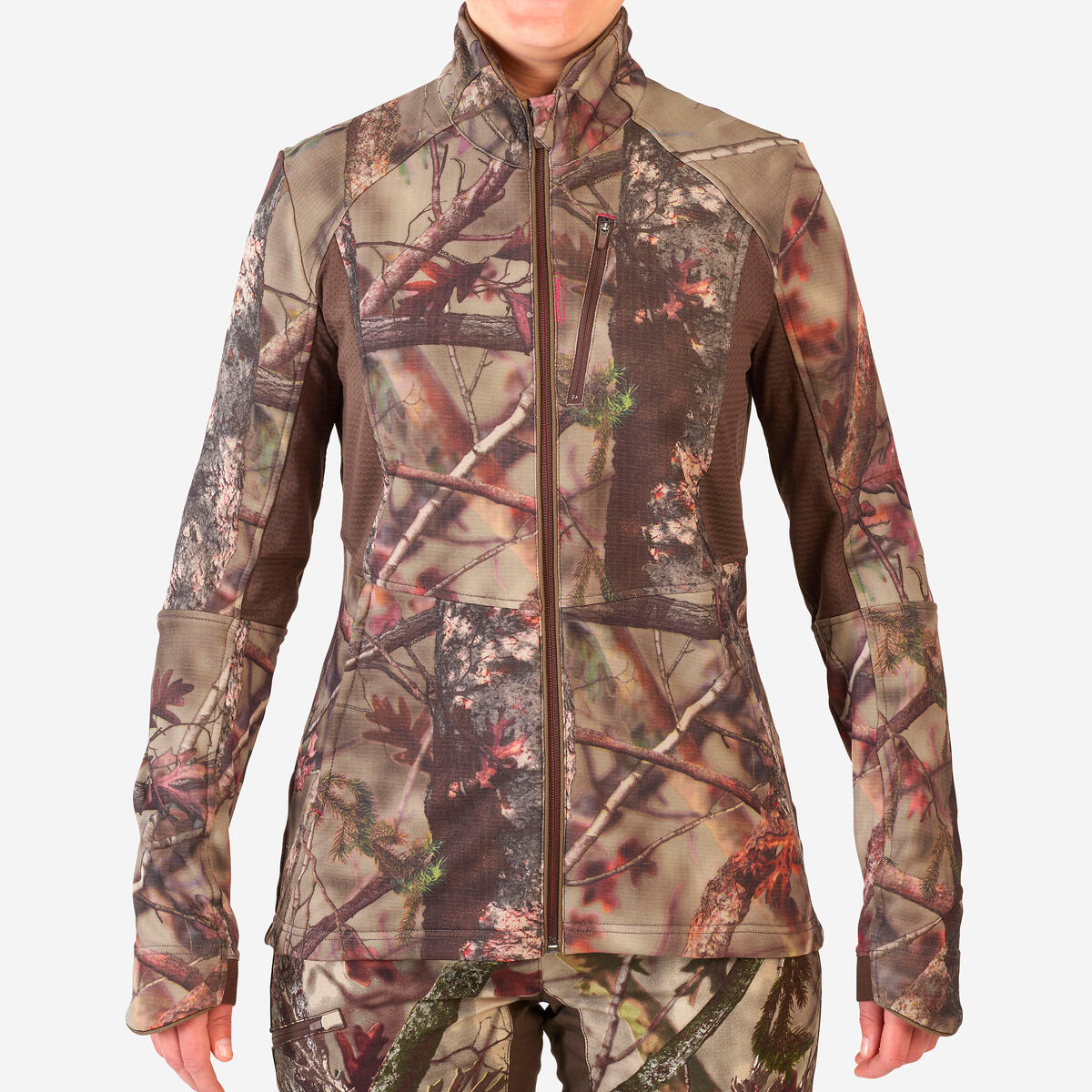 VESTE  FEMME CHASSE SILENCIEUSE RESPIRANTE CAMOUFLAGE 500