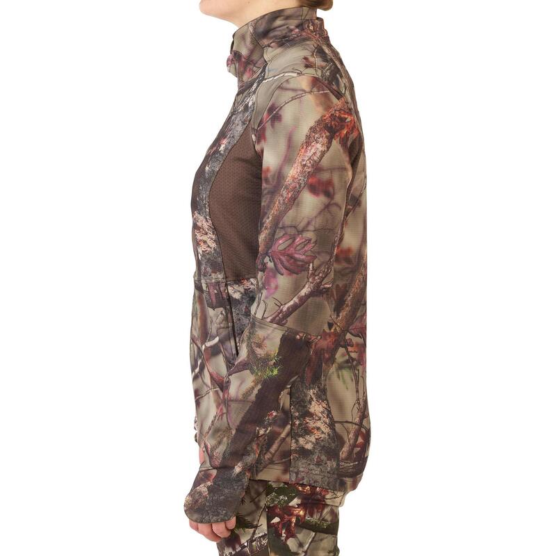 VESTE  FEMME CHASSE SILENCIEUSE RESPIRANTE CAMOUFLAGE 500
