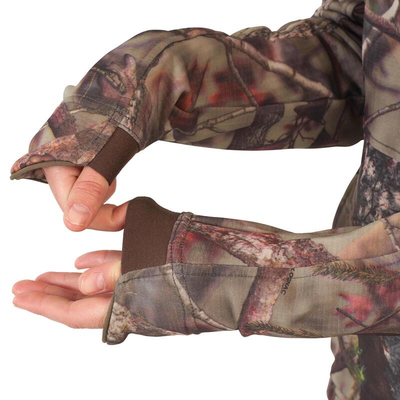 VESTE  FEMME CHASSE SILENCIEUSE RESPIRANTE CAMOUFLAGE 500