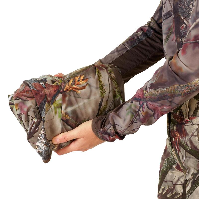 Kurtka outdoor damska wodoodporna Solognac 500 camo fluo