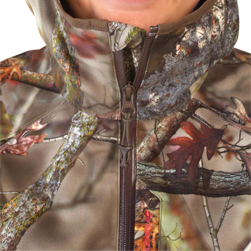 VESTE CHASSE FEMME IMPERMEABLE SILENCIEUSE CAMOUFLAGE 500