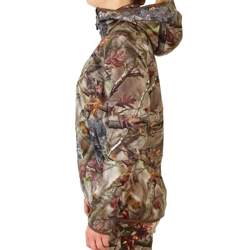 Kurtka outdoor damska wodoodporna Solognac 500 camo fluo