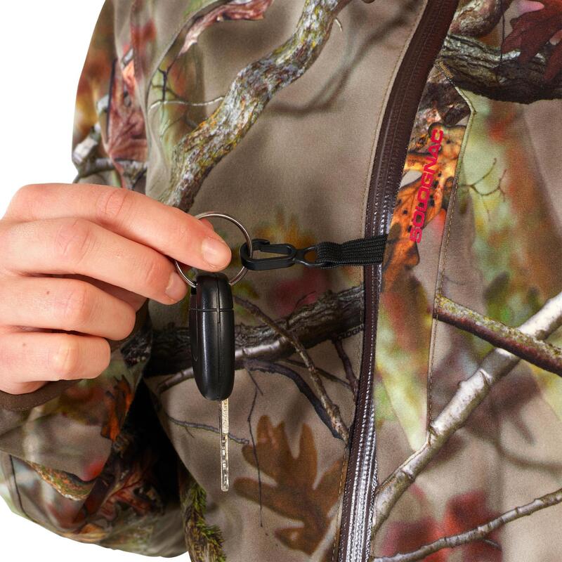 Kurtka outdoor damska wodoodporna Solognac 500 camo fluo