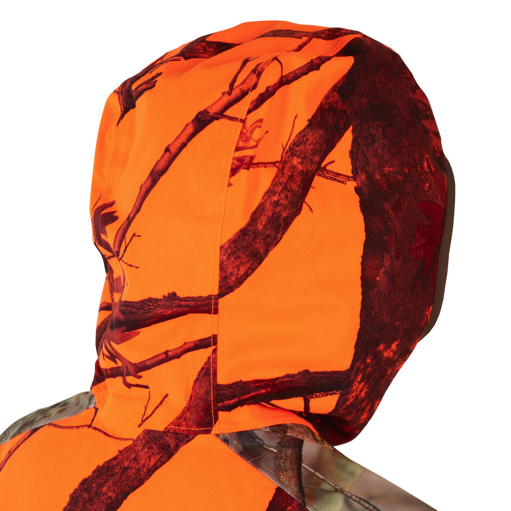 Jagdjacke Regenjacke 500 Damen geräuscharm camouflage/orange 