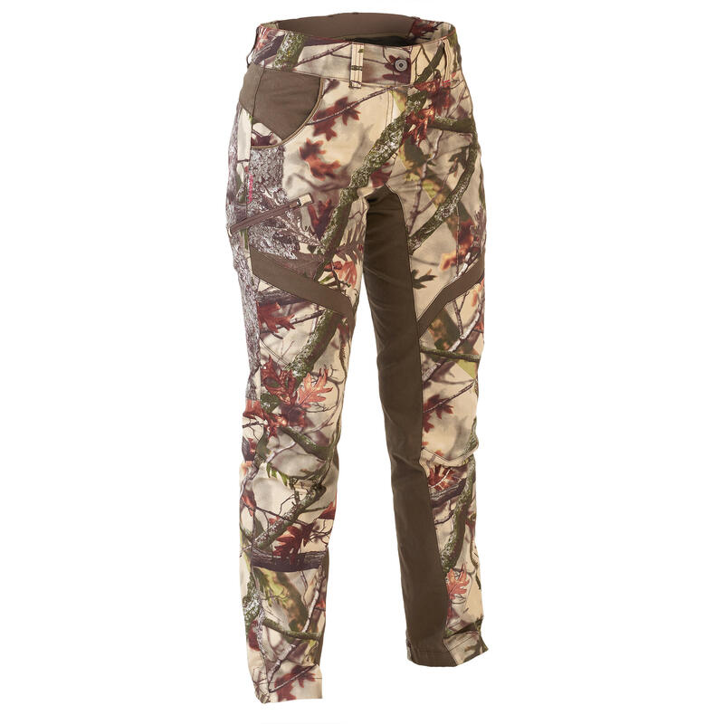 Jagdhose 500 Damen geräuscharm atmungsaktiv Camouflage