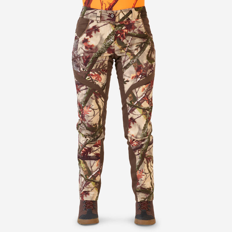 Jagdhose 500 Damen geräuscharm atmungsaktiv Camouflage