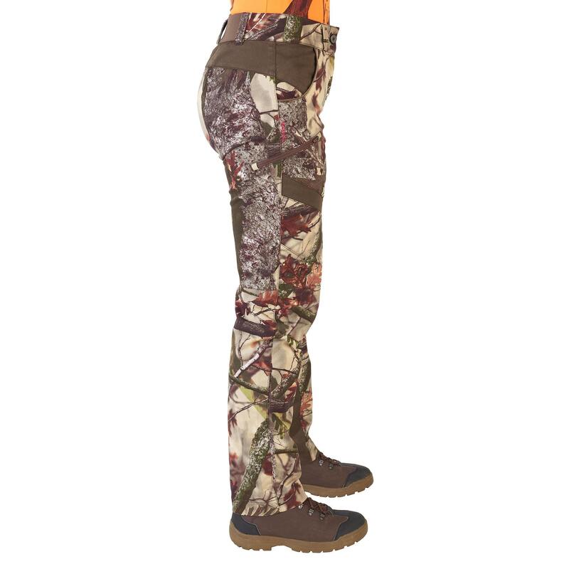 Jagdhose 500 Damen geräuscharm atmungsaktiv Camouflage